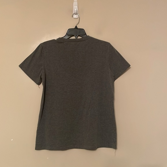 Gray M top with two leopard print hearts and one checkered red and black - Picture 2 of 2